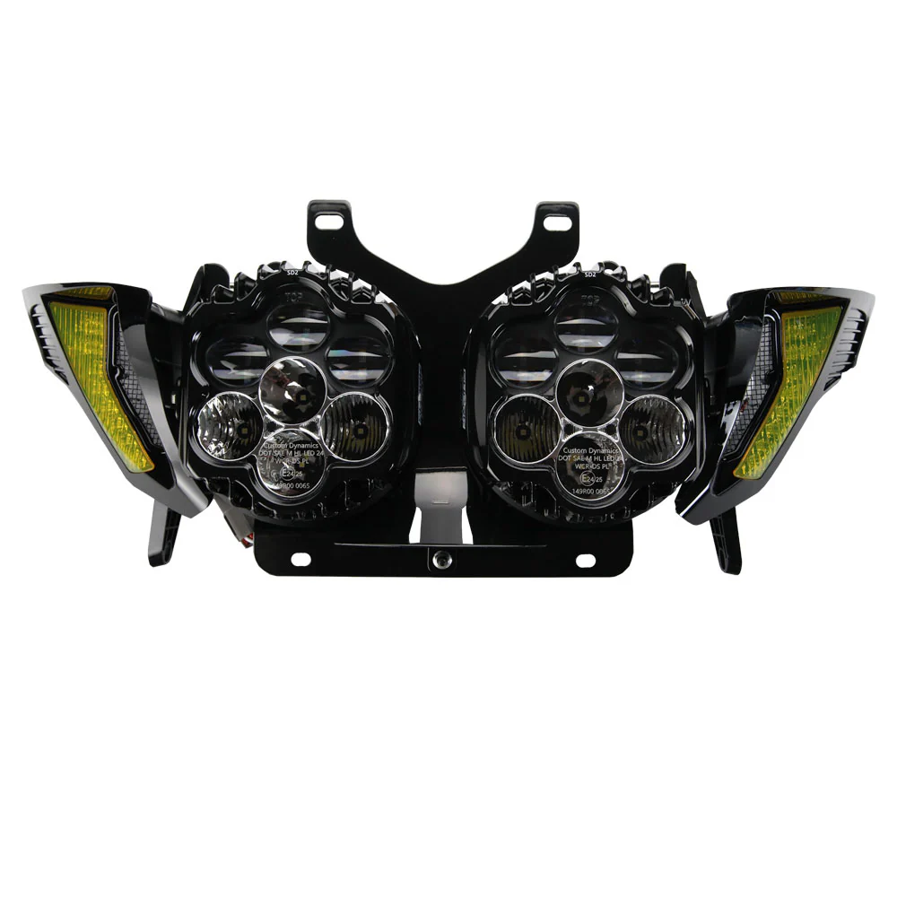 Custom Dynamics Shark Demon® 2 LED Headlight Kit with Front Turn Signal Vents Bundle for 2023.5-2025 Harley Davidson® Road Glide Motorcycles - Image 4