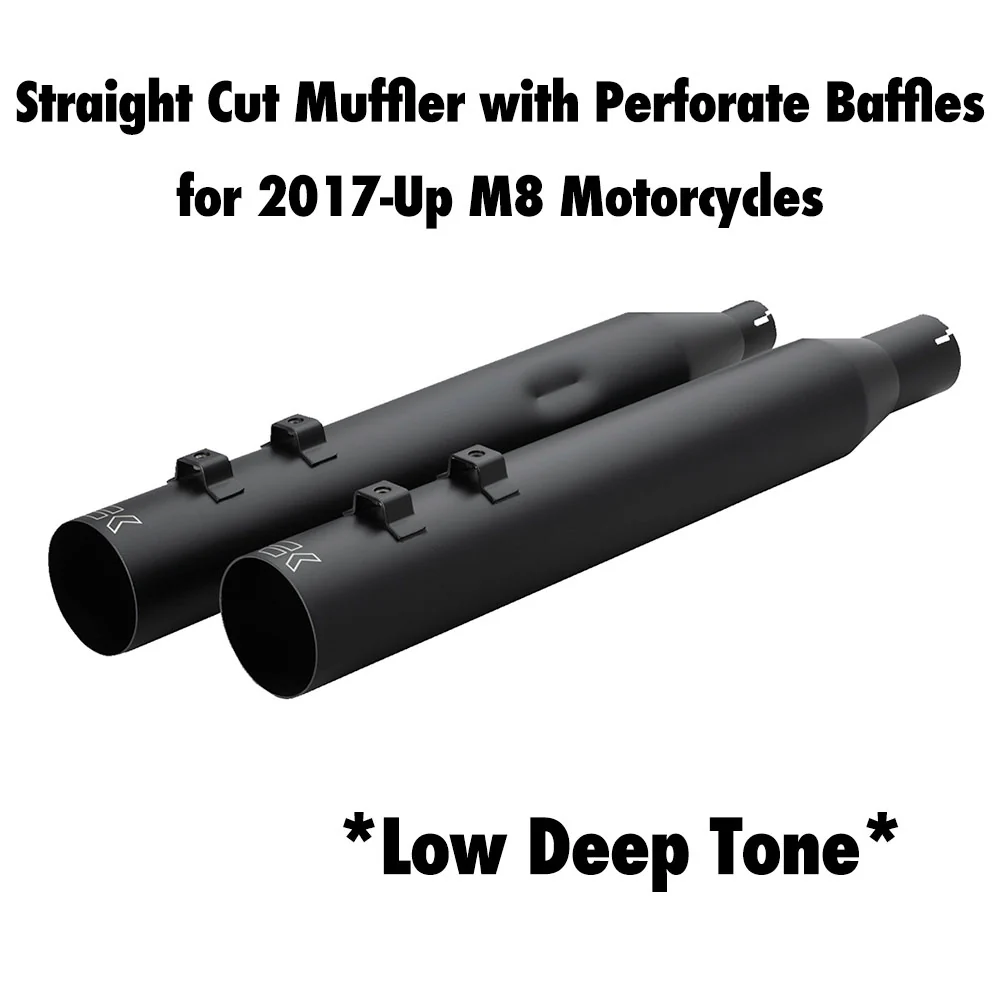 Khrome Werks 1801-1869 4.0" Black HP Plus Straight Cut Mufflers with Perforate Baffles for 2017-Up M8 Harley Davidson® Touring Motorcycles ( 40FST-1011-BLK )